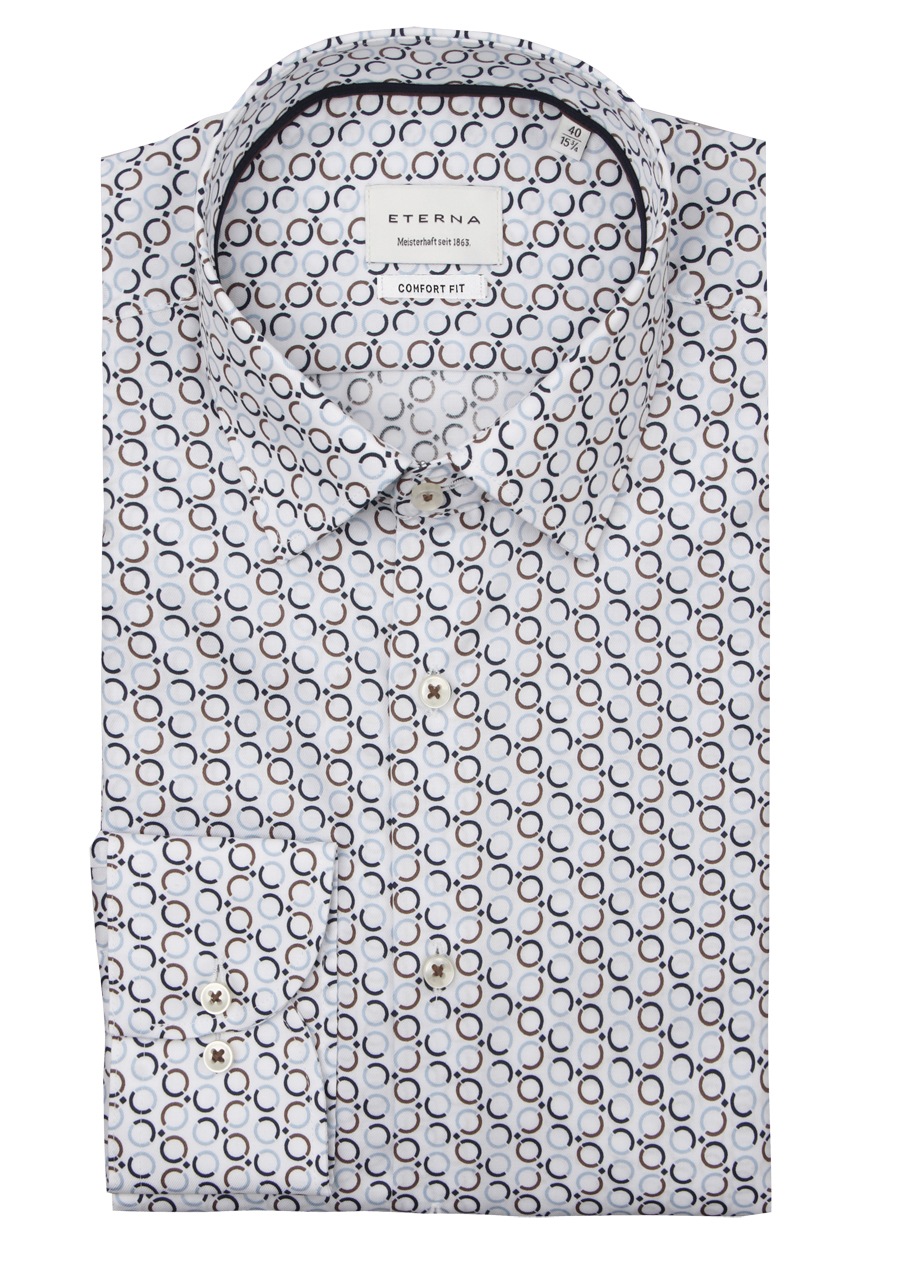 Produktbild f�r 'ETERNA Comfort Fit Hemd super langer Arm New Kent Kragen Twill Muster blau'