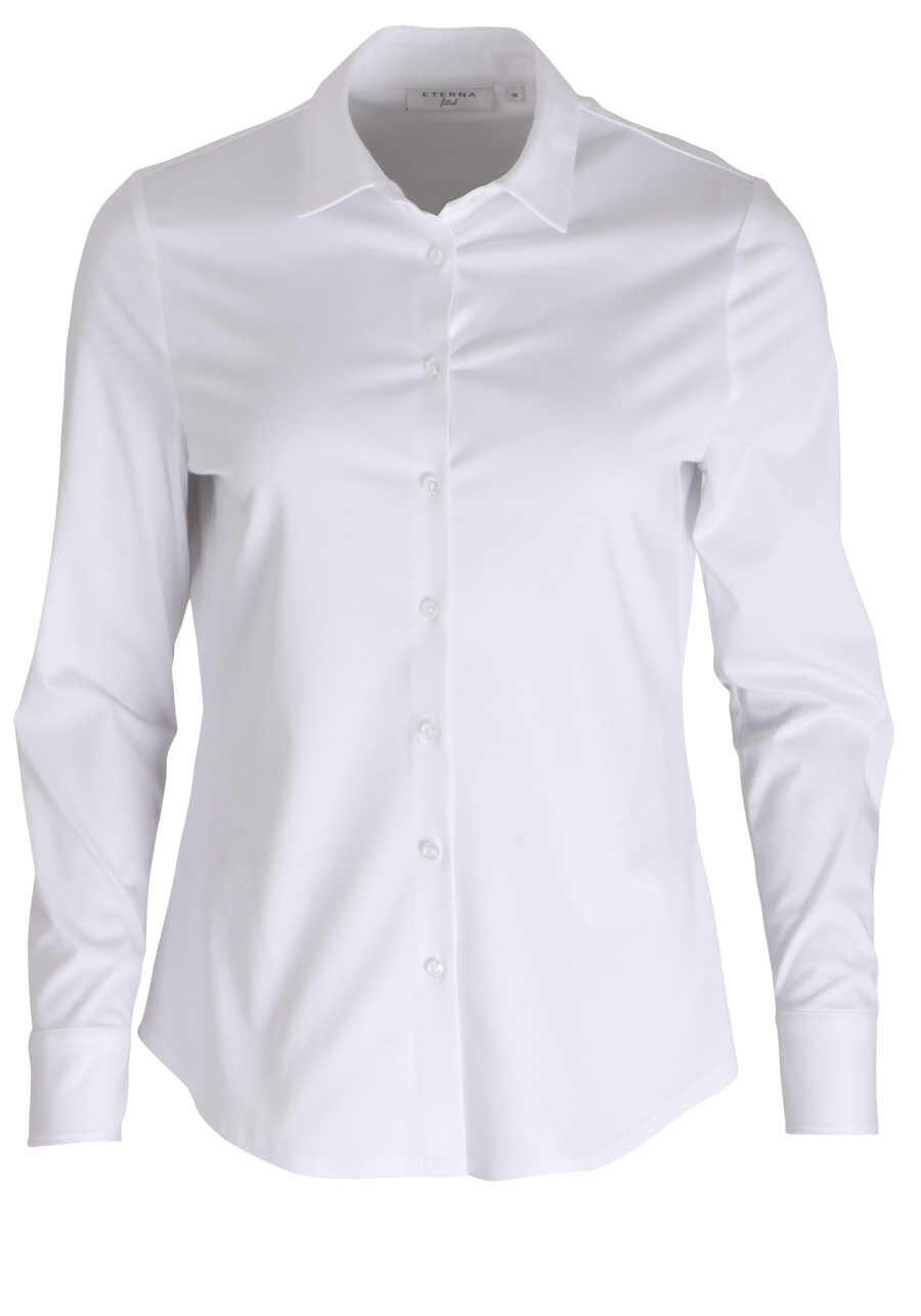 Produktbild f�r 'ETERNA Fitted Bluse Langarm Hemdkragen Jersey wei�'