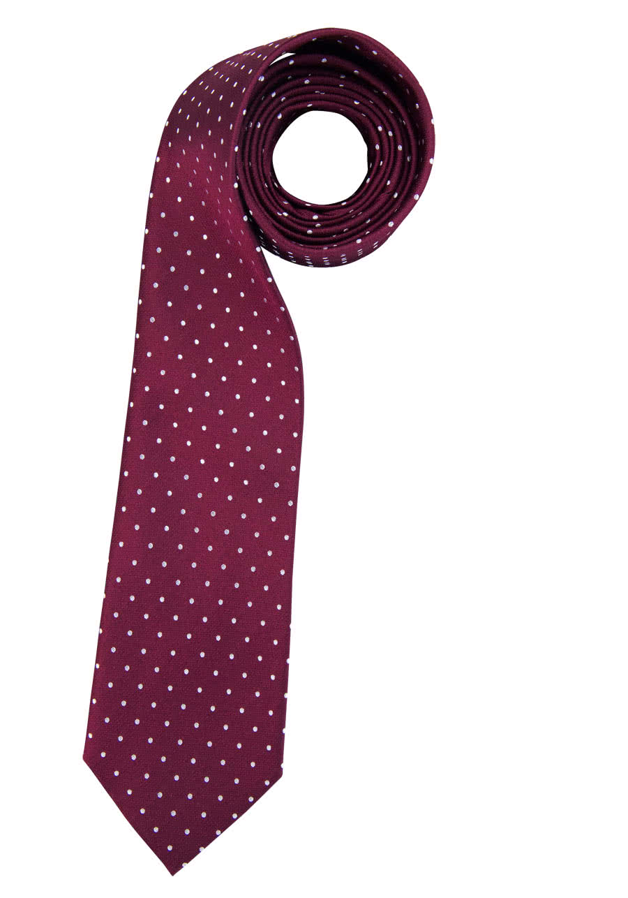 ETERNA Krawatte aus reiner Seide 7,5 cm breit Punkte dunkelrot/weiß