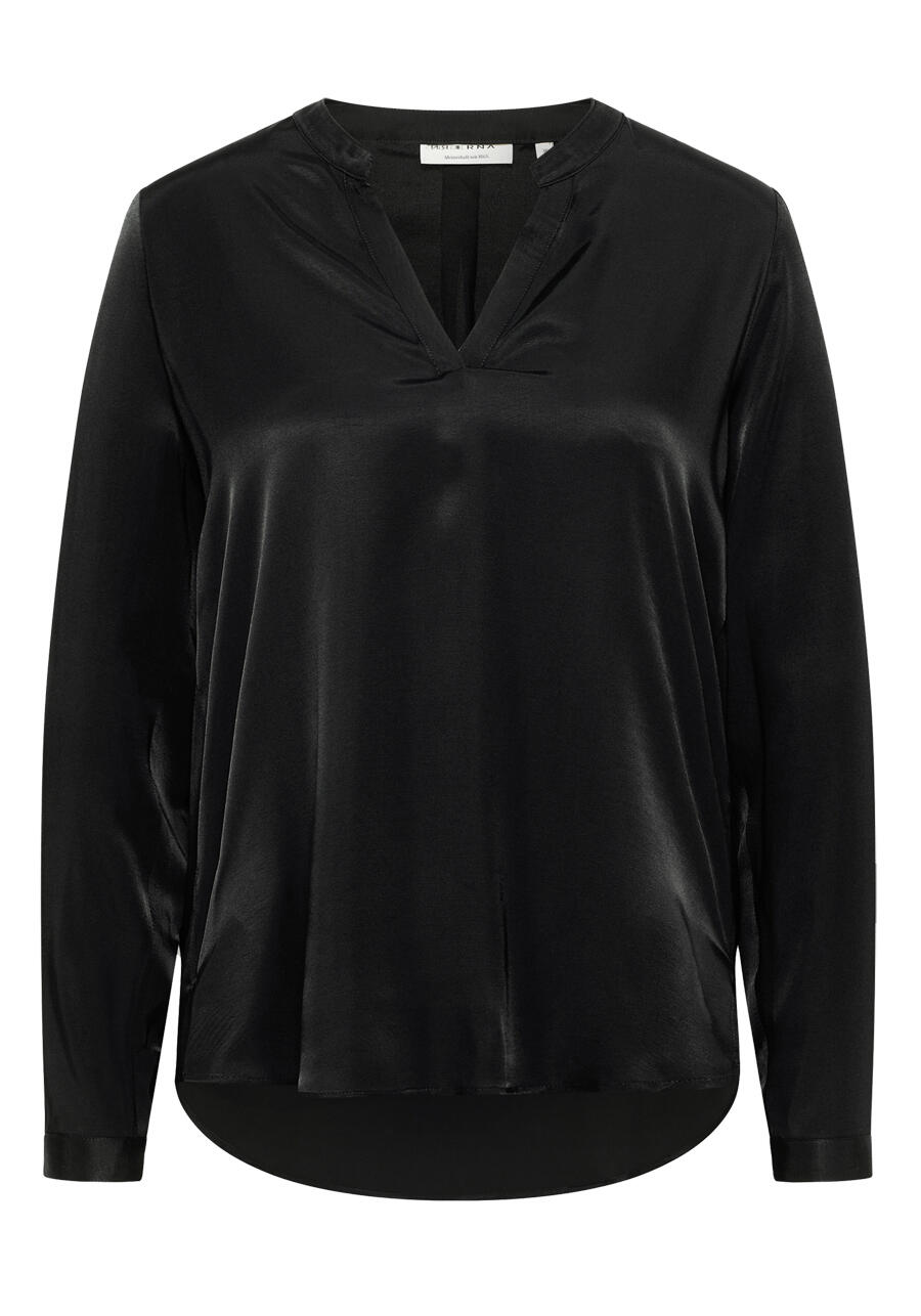 Produktbild f�r 'ETERNA Loose Bluse Langarm Stehkragen Viskose schwarz'