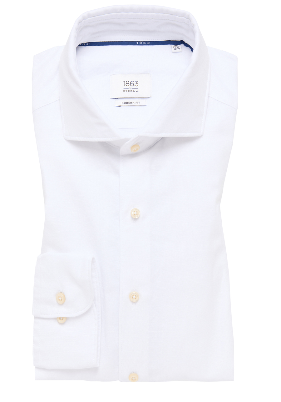 Produktbild f�r 'ETERNA Modern Fit 1863 Hemd Langarm Haifischkragen Baumwoll-Leinen-Mix wei�'