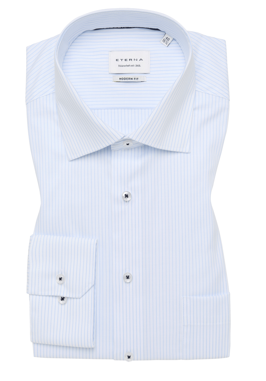 Produktbild f�r 'ETERNA Modern Fit Dynamic Cotton Hemd super langer Arm New Kent Kragen Nadelstreifen blau'