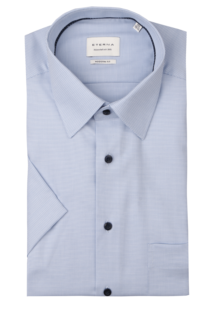 Produktbild fr 'ETERNA Modern Fit Hemd Halbarm New Kent Kragen Struktur hellblau'