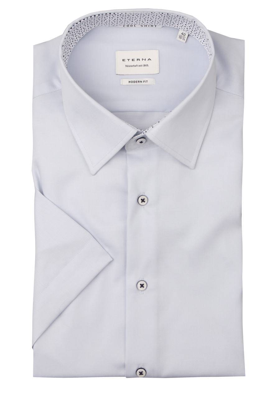 Produktbild fr 'ETERNA Modern Fit Hemd Halbarm New Kent Kragen Twill hellblau'