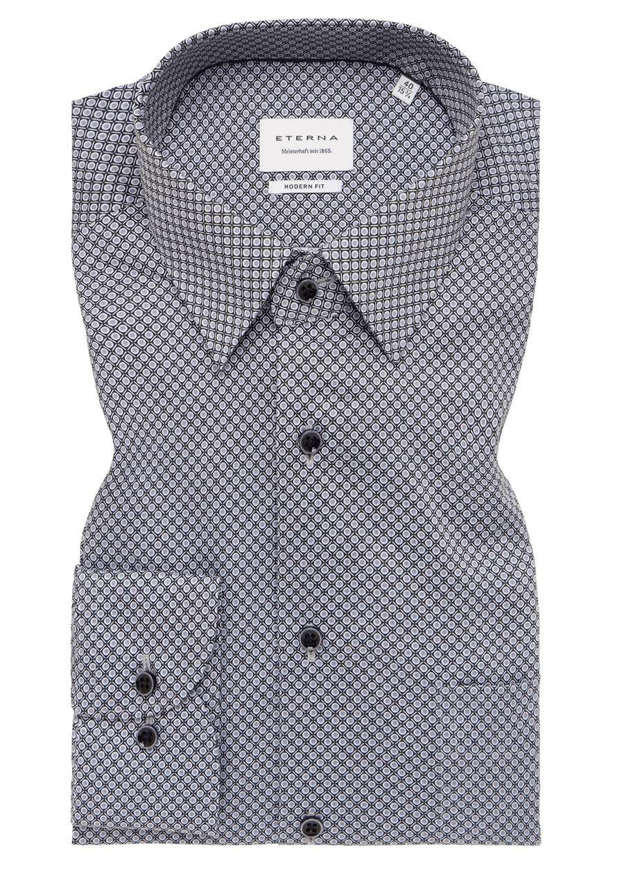Produktbild fr 'ETERNA Modern Fit Hemd Langarm New Kent Kragen Muster grau'