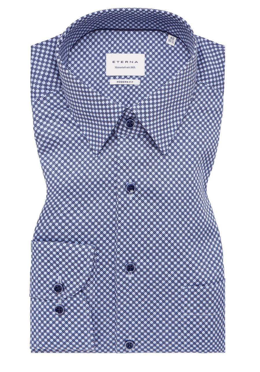 Produktbild fr 'ETERNA Modern Fit Hemd Langarm New Kent Kragen Muster hellblau'