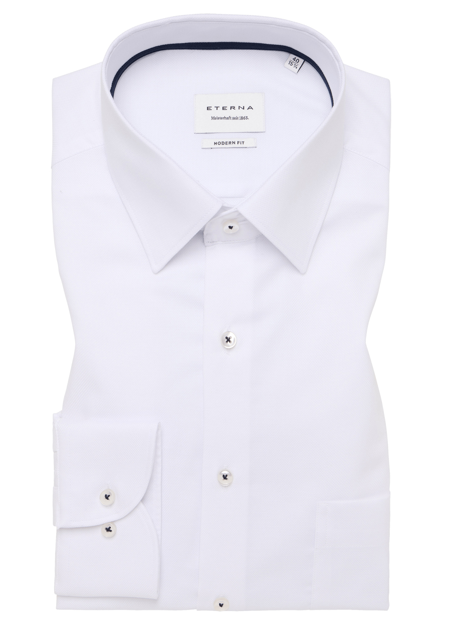 Produktbild fr 'ETERNA Modern Fit Hemd Langarm New Kent Kragen Natte wei'