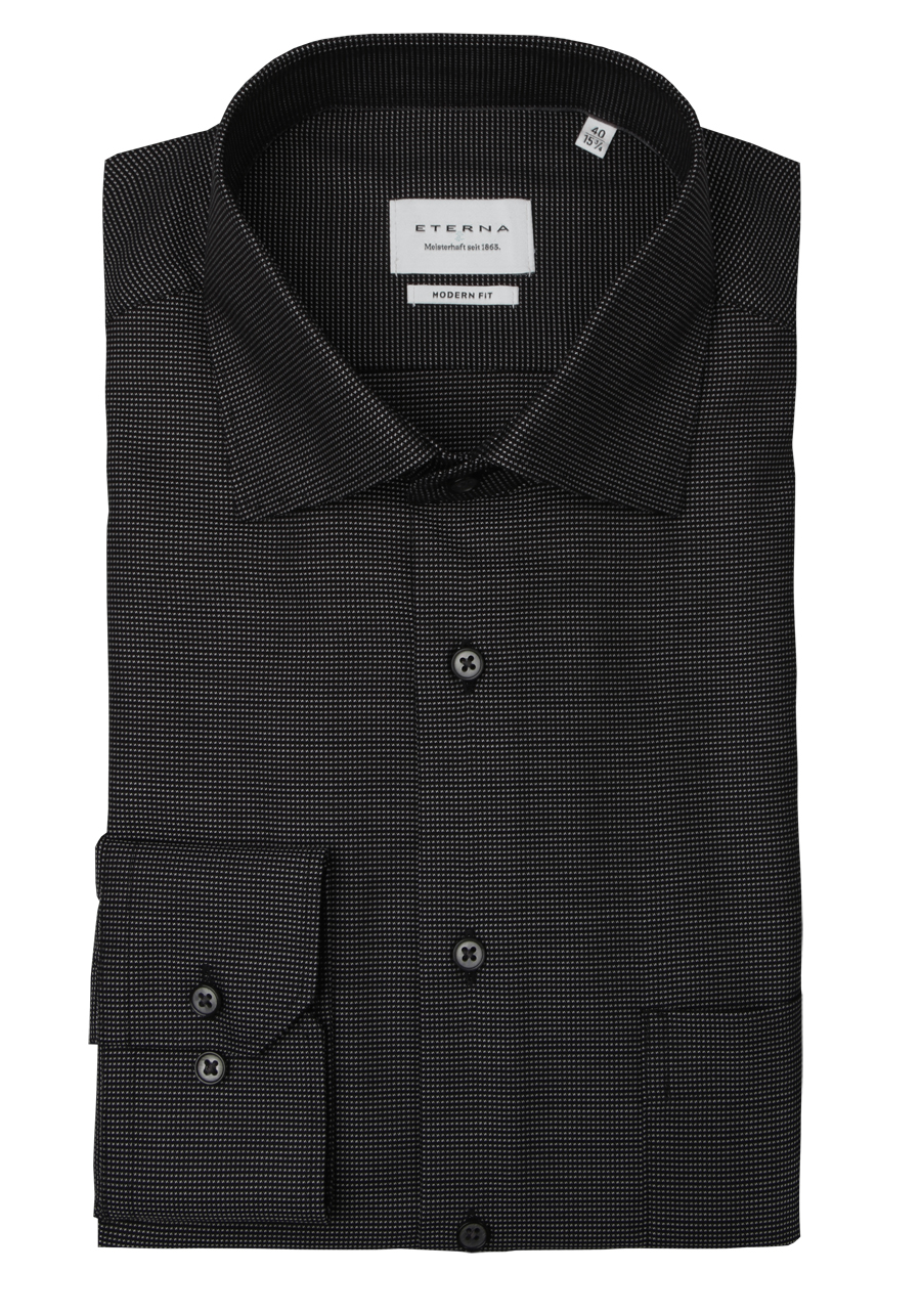 Produktbild fr 'ETERNA Modern Fit Hemd Langarm New Kent Kragen Struktur dunkelgrau'