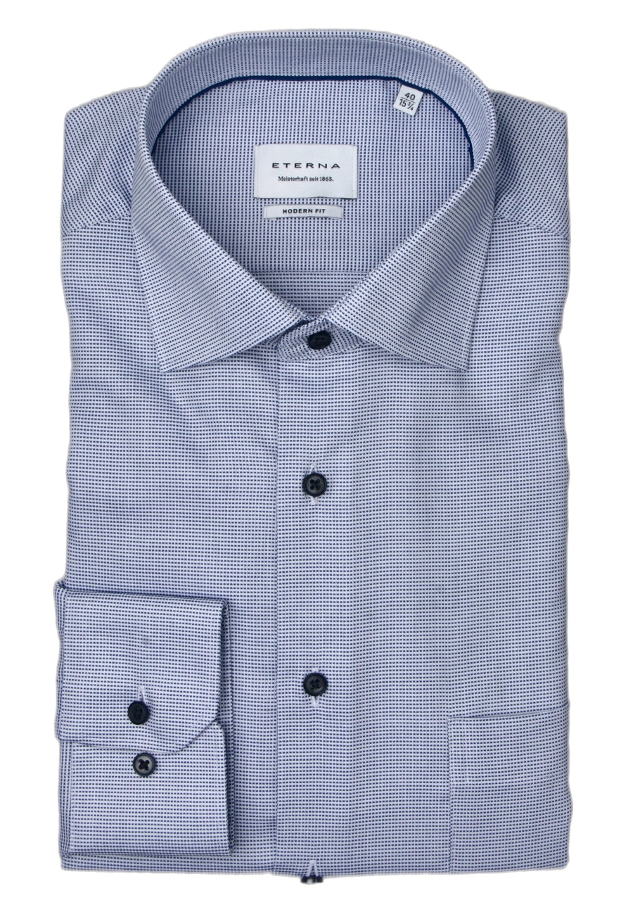 Produktbild fr 'ETERNA Modern Fit Hemd Langarm New Kent Kragen Struktur mittelblau'