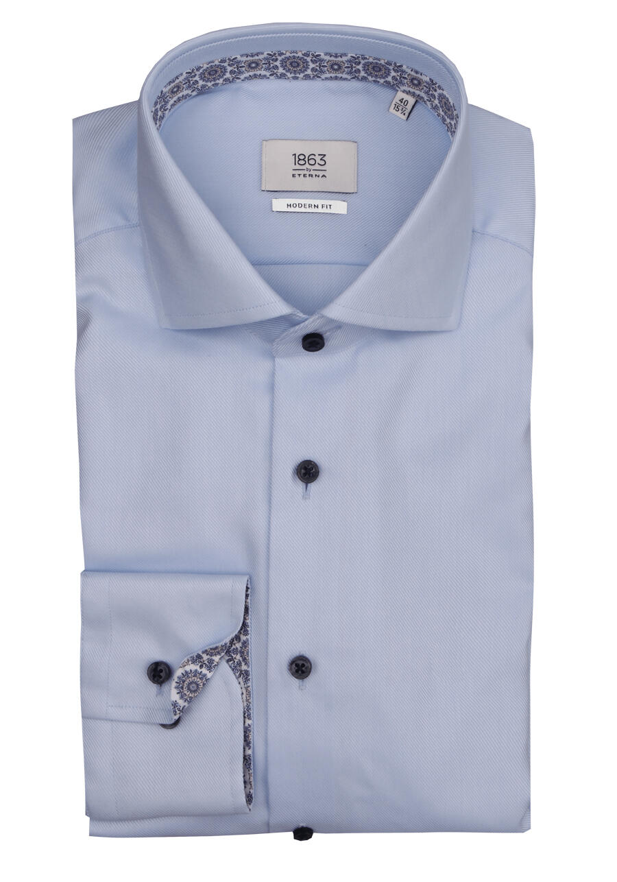 Produktbild fr 'ETERNA Modern Fit Hemd Langarm New Kent Kragen Twill hellblau'