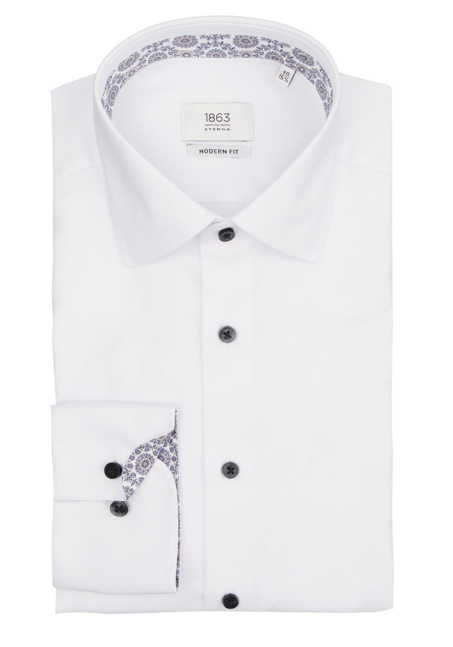 Produktbild fr 'ETERNA Modern Fit Hemd Langarm New Kent Kragen Twill wei'