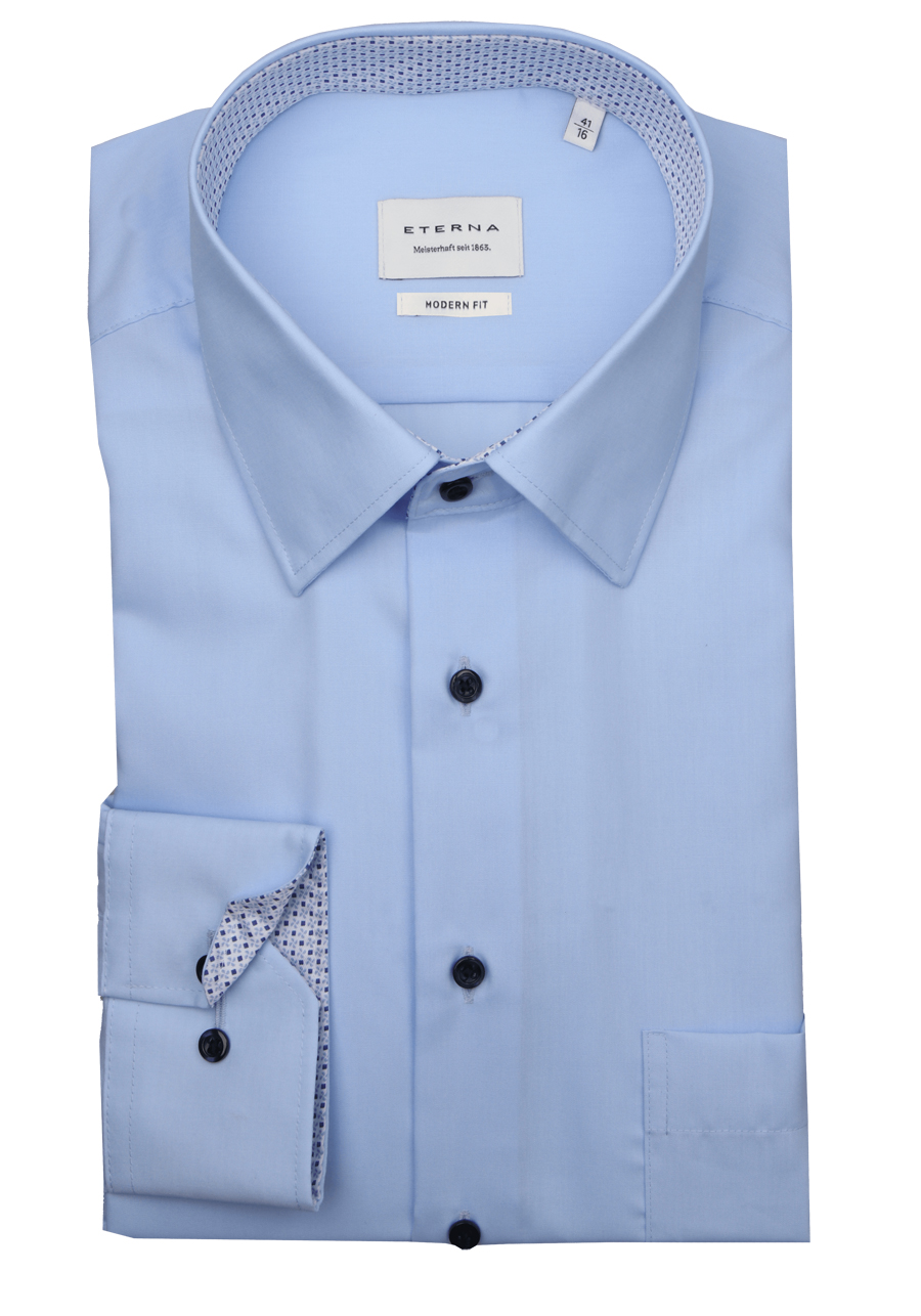 Produktbild für 'ETERNA Modern Fit Hemd Langarm New Kent Kragen hellblau'