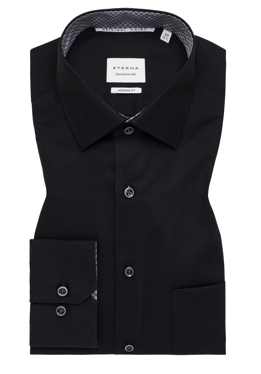 Produktbild fr 'ETERNA Modern Fit Hemd Langarm New Kent Kragen schwarz'