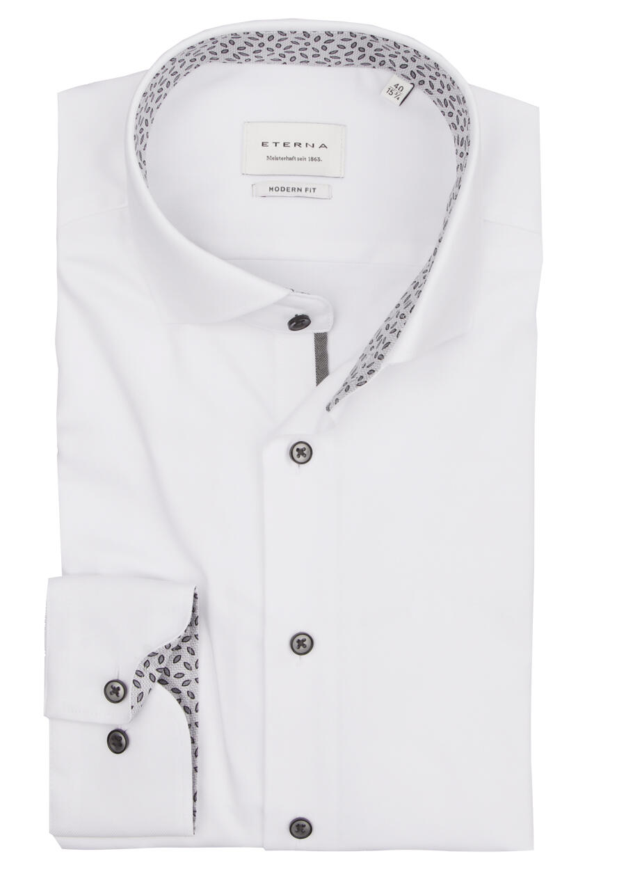 Produktbild fr 'ETERNA Modern Fit Hemd extra kurzer Arm New Kent Kragen Struktur wei'