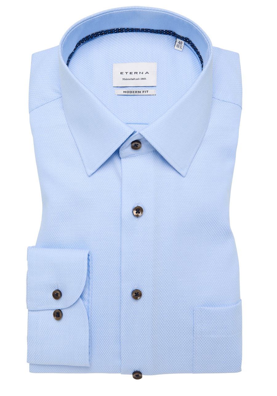 Produktbild f�r 'ETERNA Modern Fit Hemd extra langer Arm New Kent Kragen Struktur hellblau'