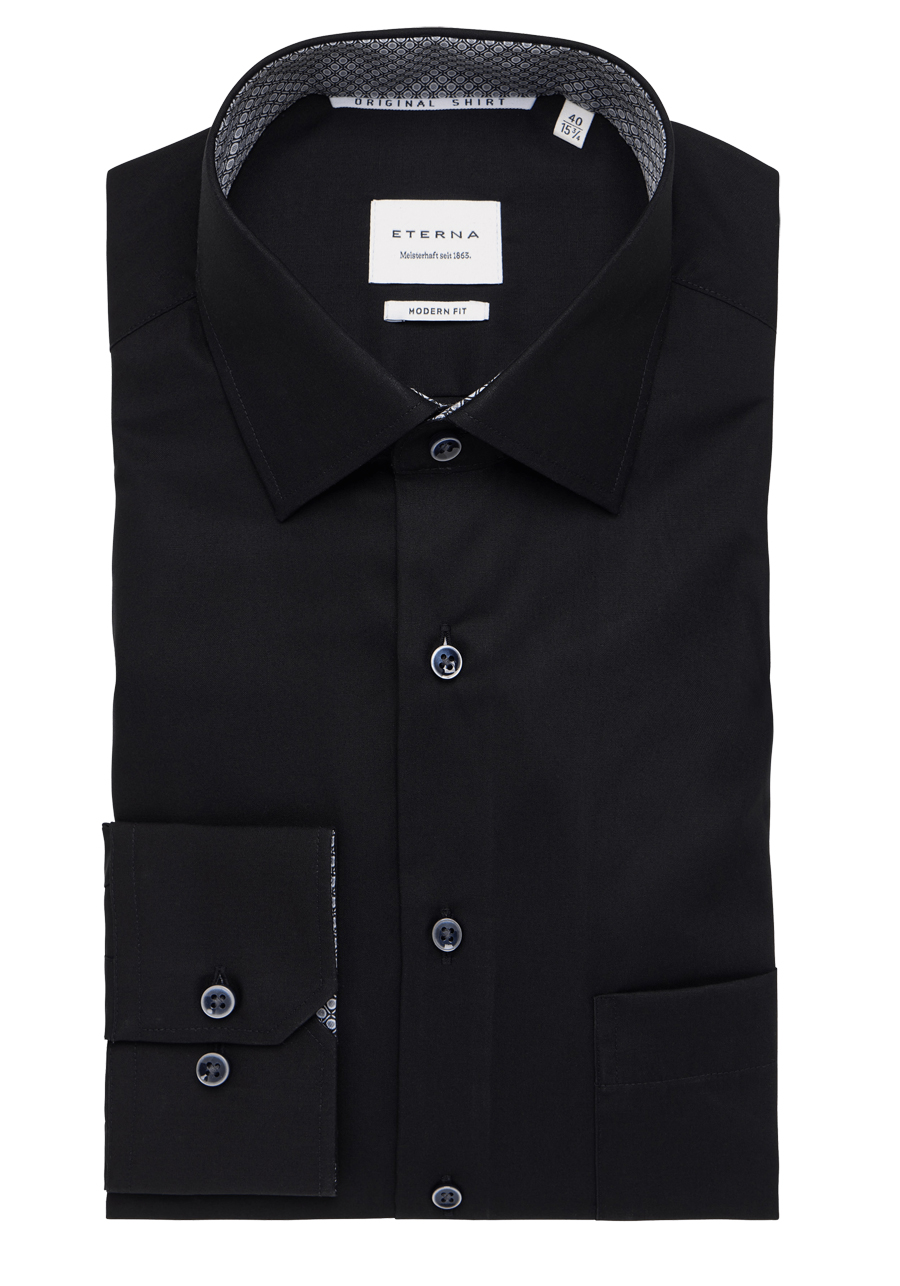 Produktbild fr 'ETERNA Modern Fit Hemd extra langer Arm New Kent Kragen schwarz'