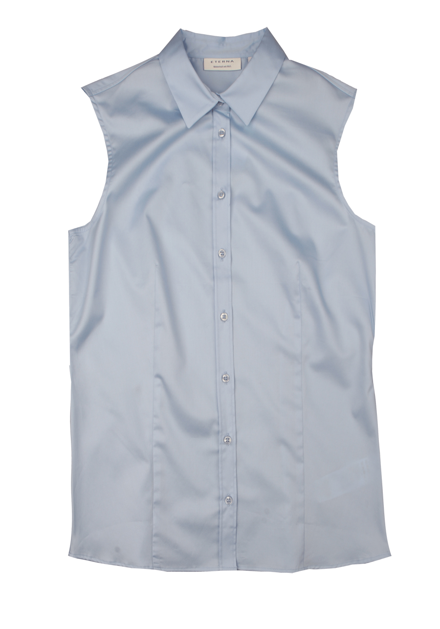 Produktbild f�r 'ETERNA Regular Bluse ohne Arm Hemdkragen hellblau'