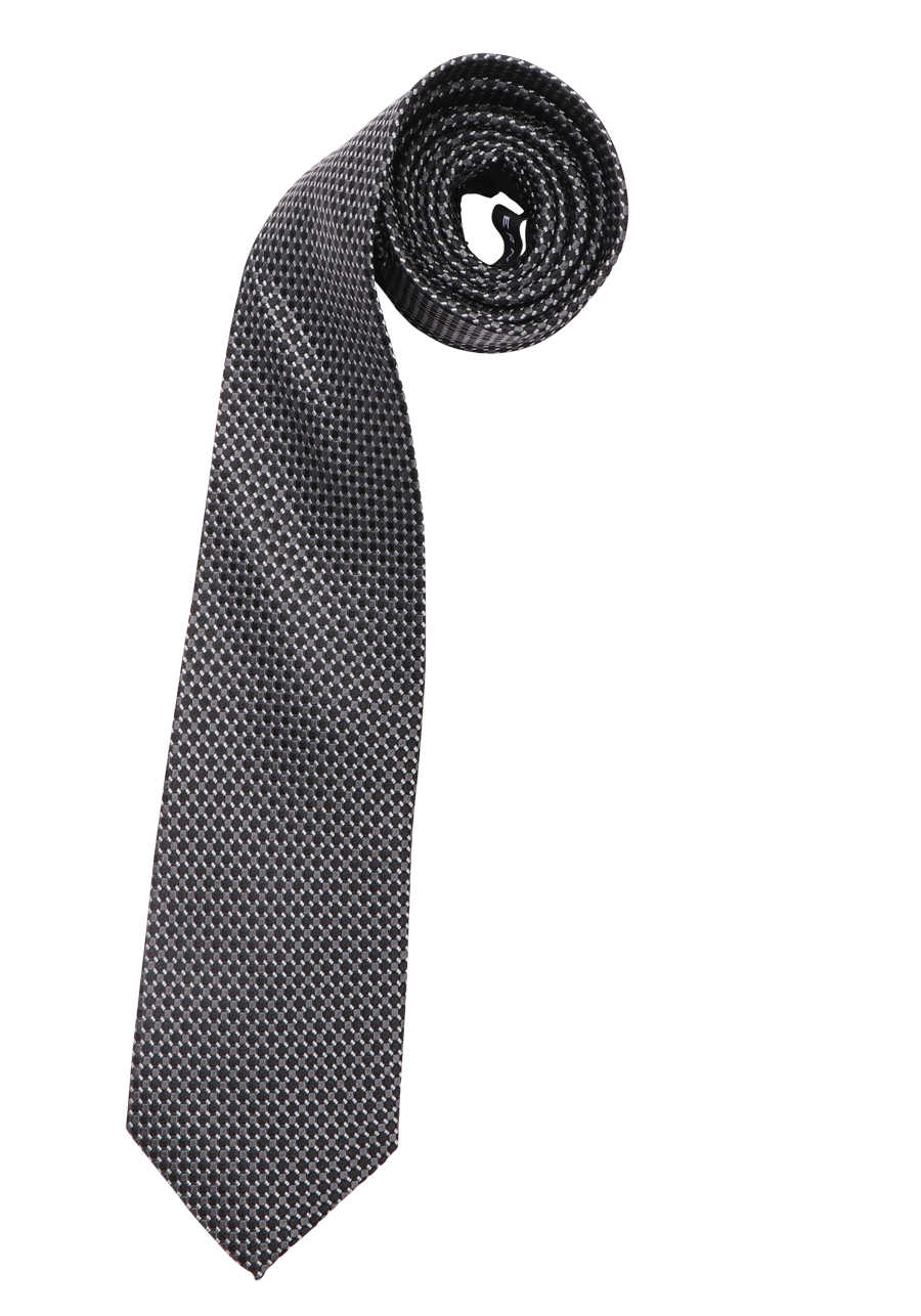 ETERNA Seidenkrawatte 7,5 cm breit Karo schwarz | Breite Krawatten