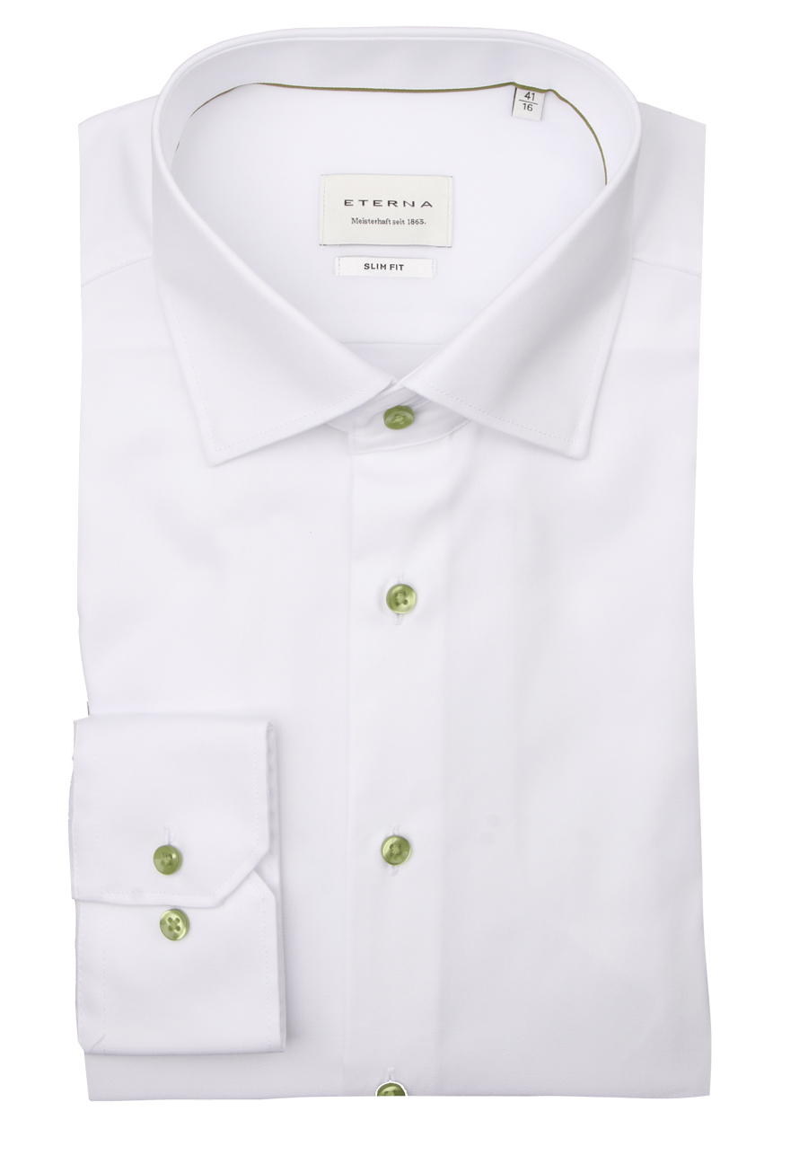 Produktbild f�r 'ETERNA Slim Fit Cover Hemd Langarm New Kent Kragen Feintwill wei�'