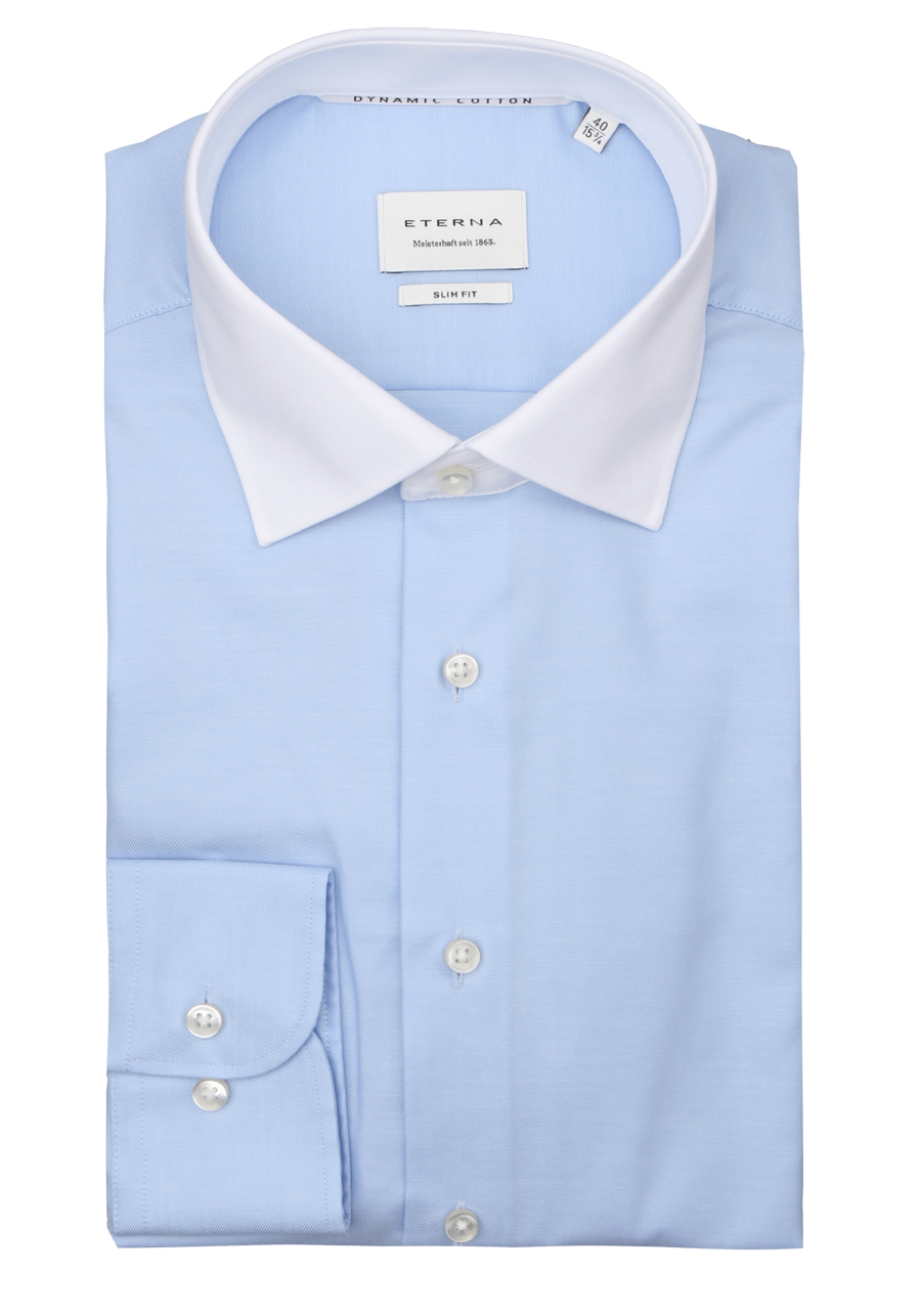 Produktbild f�r 'ETERNA Slim Fit Dynamic Cotton Hemd Langarm New Kent Kragen Feintwill hellblau'