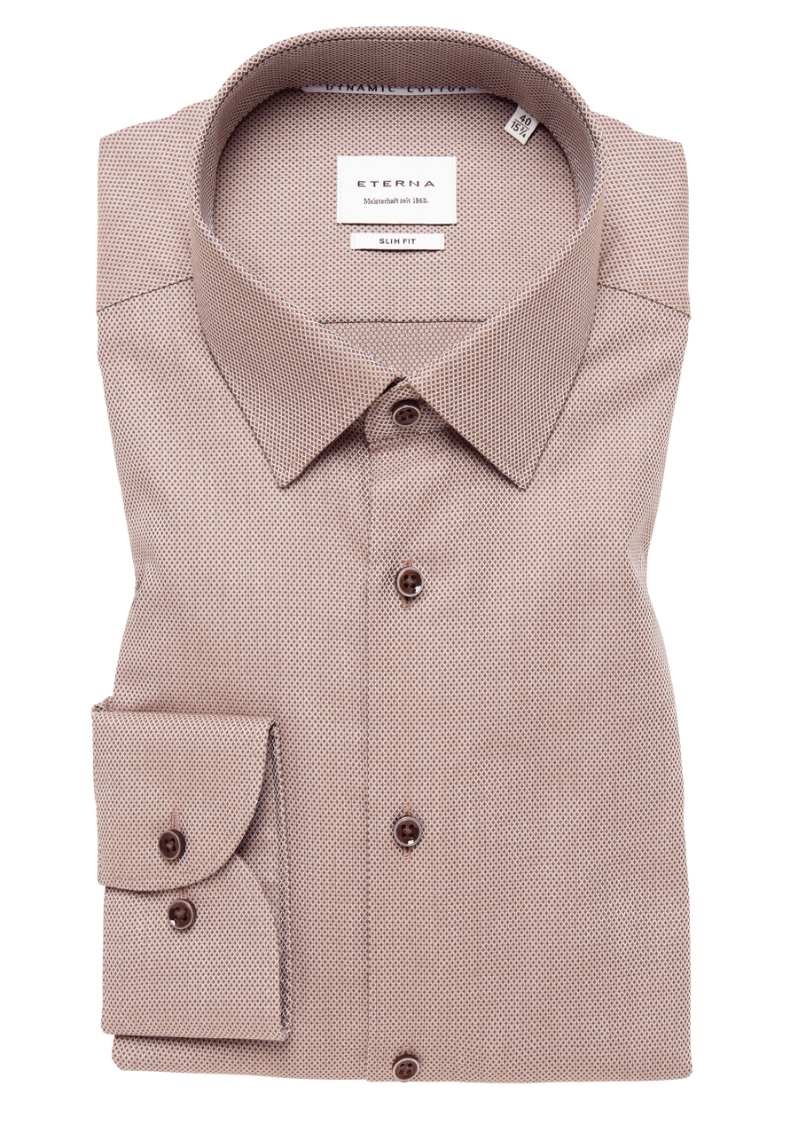 Produktbild fr 'ETERNA Slim Fit Dynamic Cotton Hemd Langarm Struktur braun'