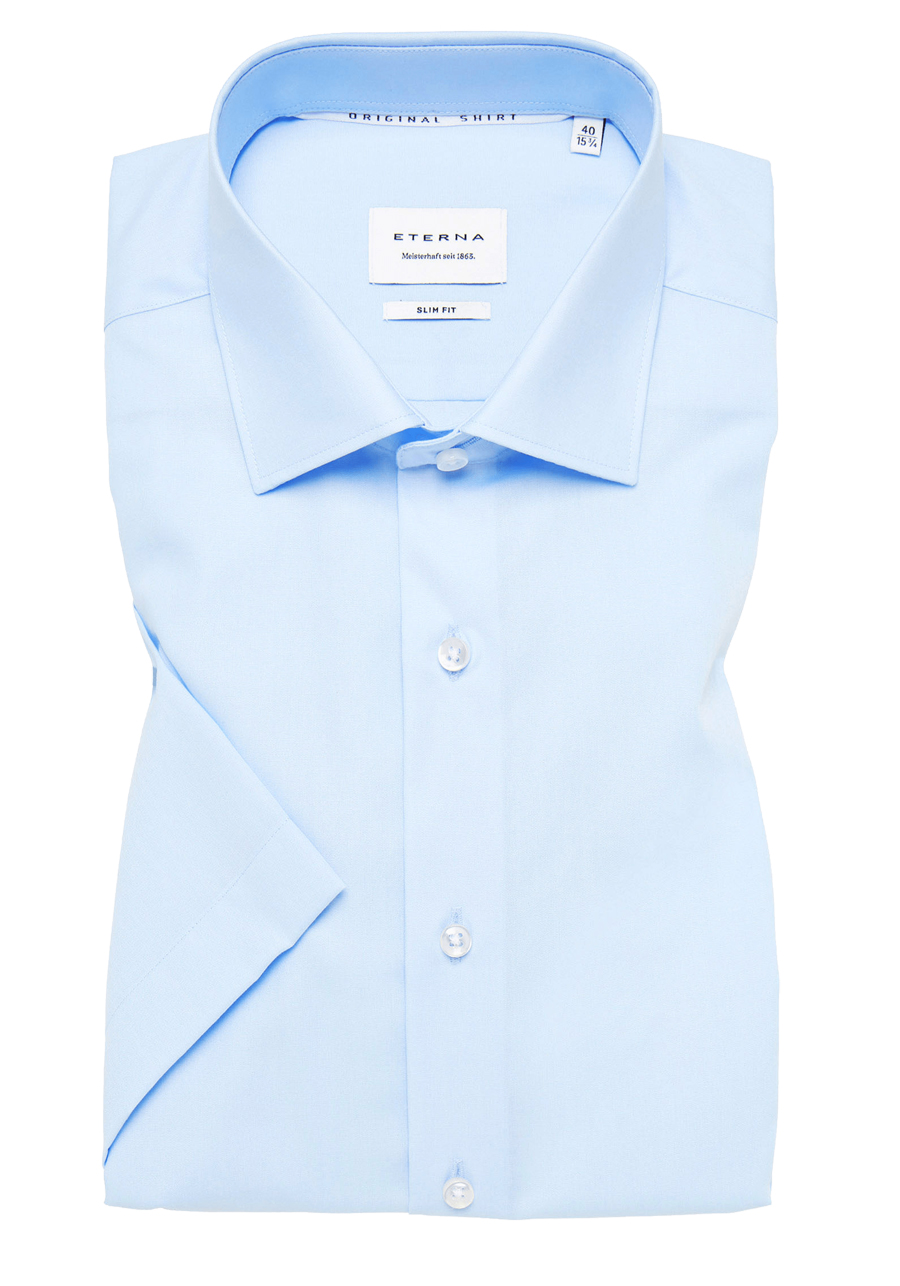 Produktbild fr 'ETERNA Slim Fit Hemd Halbarm New Kent Kragen Popeline hellblau'