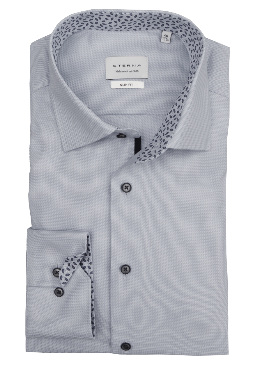 Produktbild fr 'ETERNA Slim Fit Hemd Langarm New Kent Kragen Struktur hellgrau'