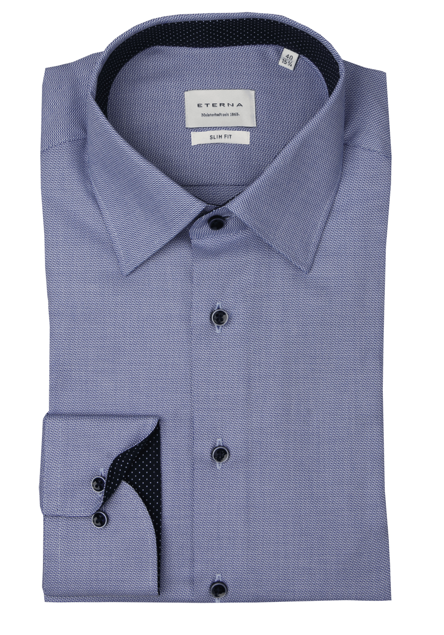 Produktbild fr 'ETERNA Slim Fit Hemd Langarm New Kent Kragen Struktur mittelblau'