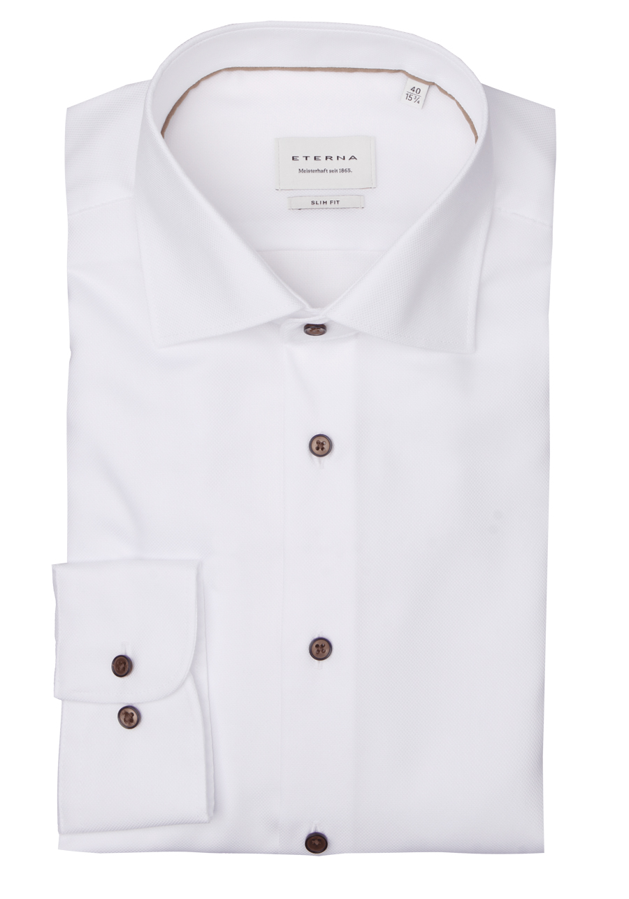Produktbild fr 'ETERNA Slim Fit Hemd Langarm New Kent Kragen Struktur wei'