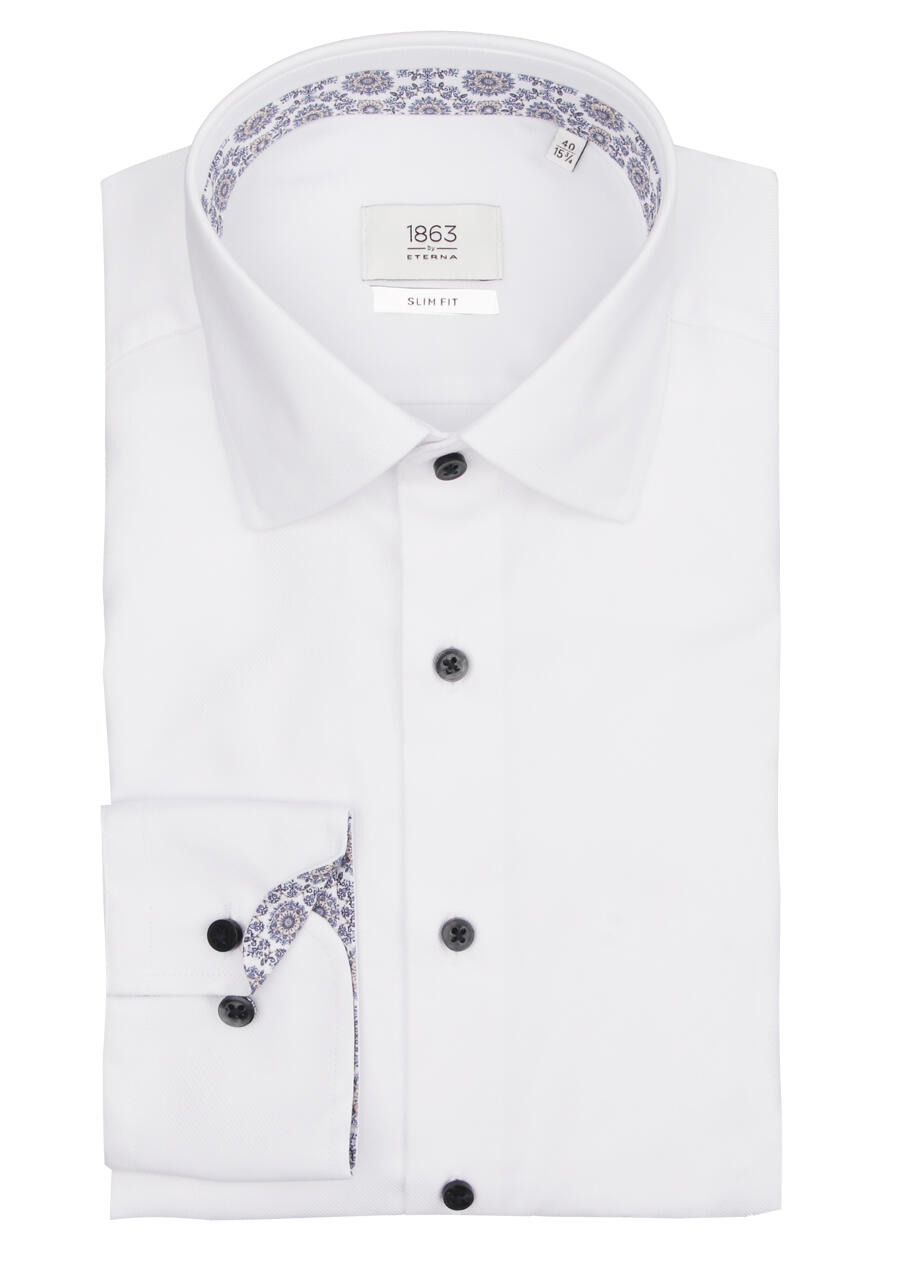 Produktbild fr 'ETERNA Slim Fit Hemd Langarm New Kent Kragen Twill wei'