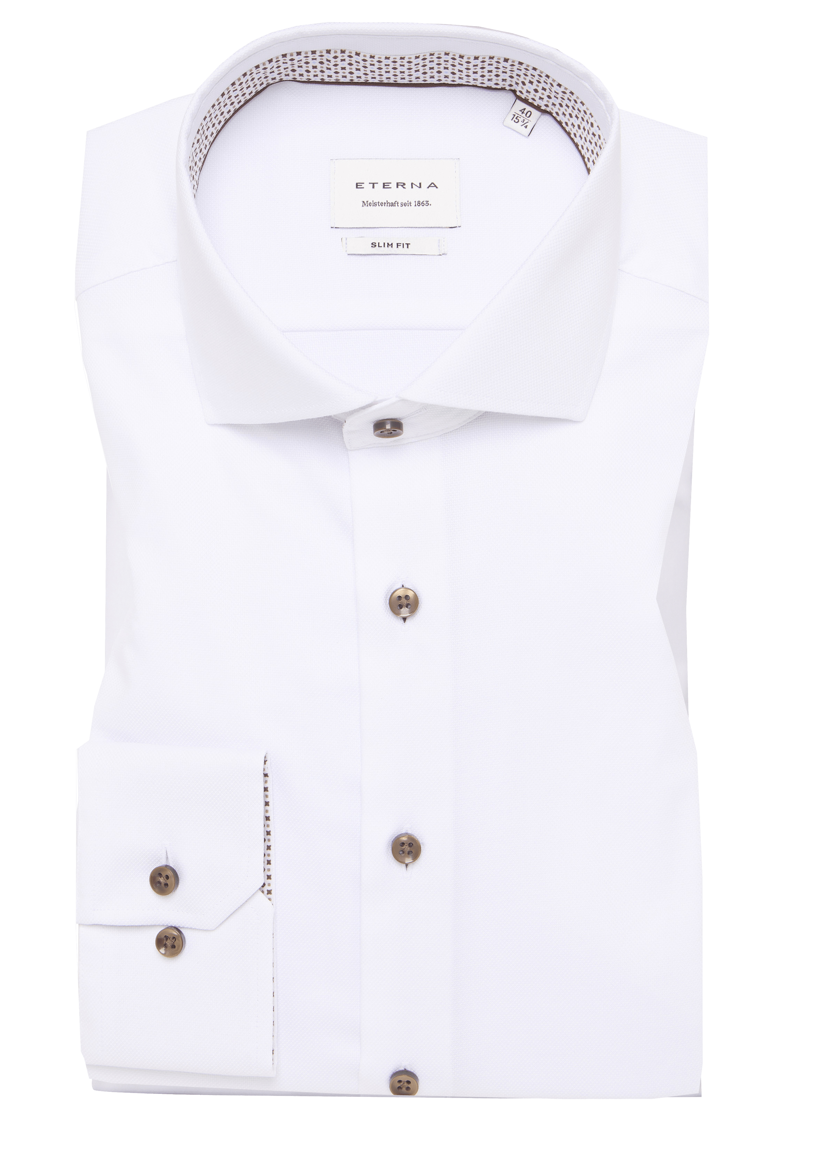 Produktbild f�r 'ETERNA Slim Fit Hemd extra langer Arm New Kent Kragen Natte wei�'