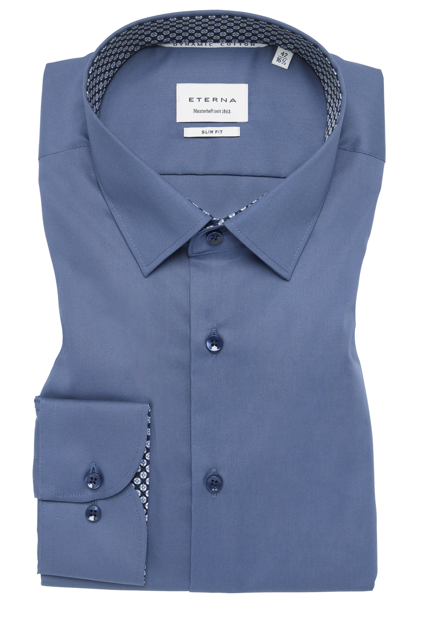 Produktbild f�r 'ETERNA Slim Fit Hemd extra langer Arm New Kent Kragen nachtblau'