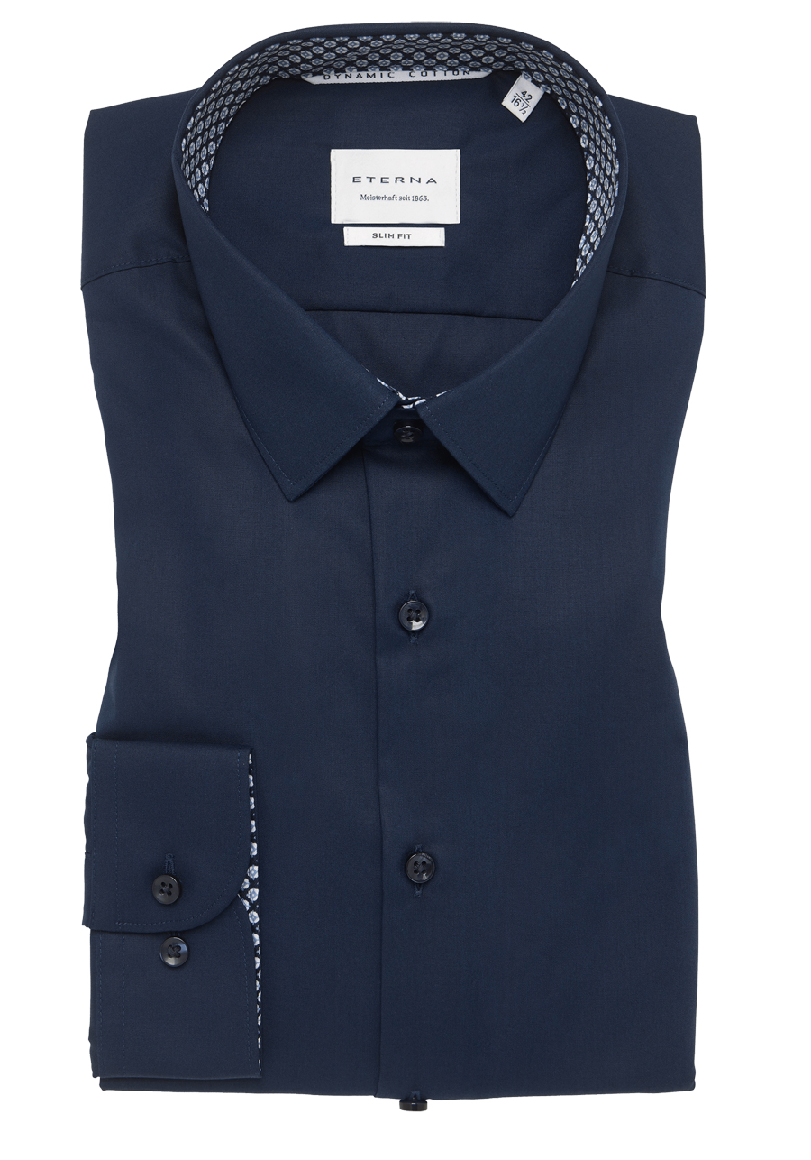 Produktbild f�r 'ETERNA Super Slim Dynamic Cotton Hemd Langarm New Kent Kragen nachtblau'