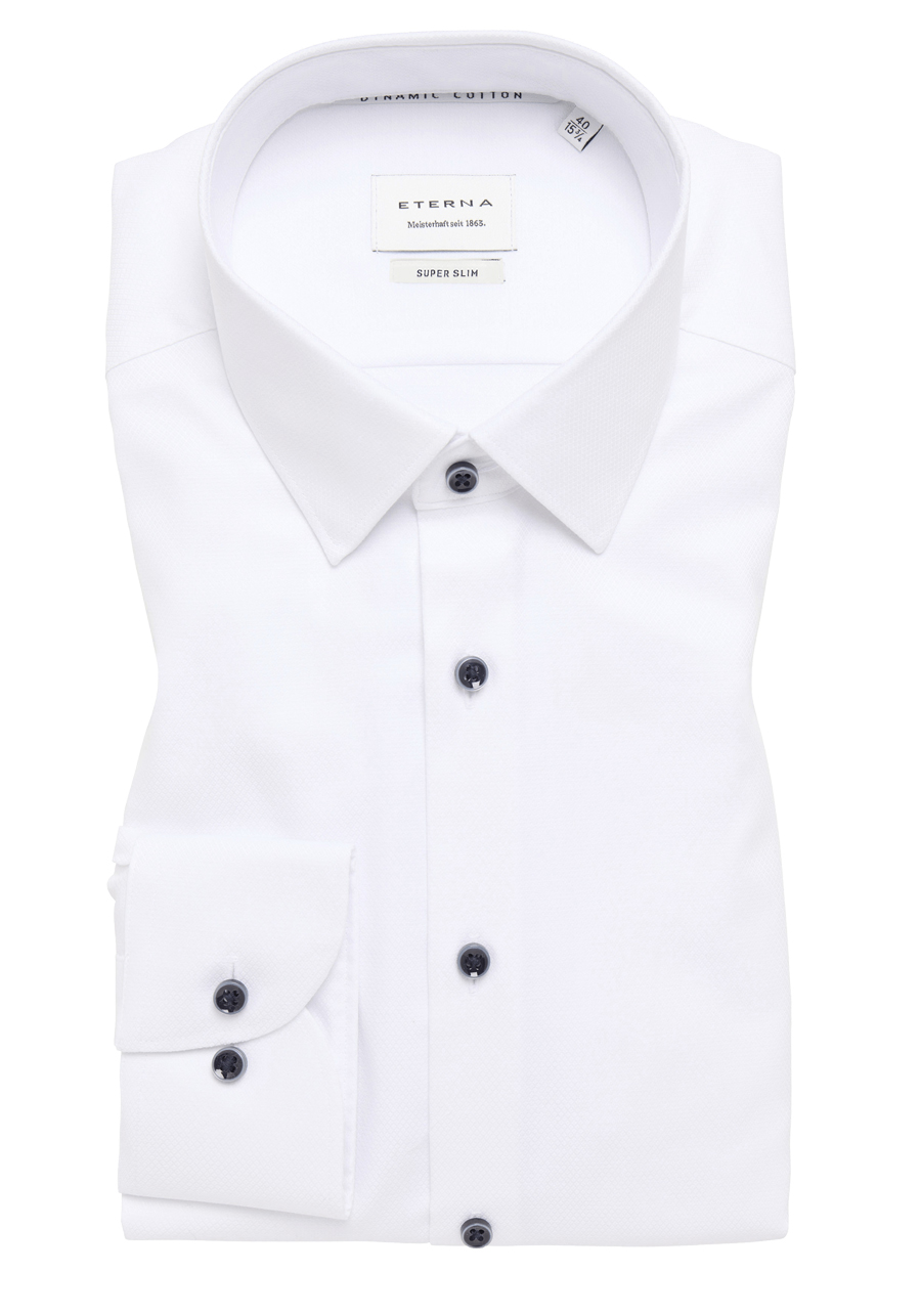 Produktbild fr 'ETERNA Super Slim Fit Hemd Langarm New Kent Kragen Struktur wei'