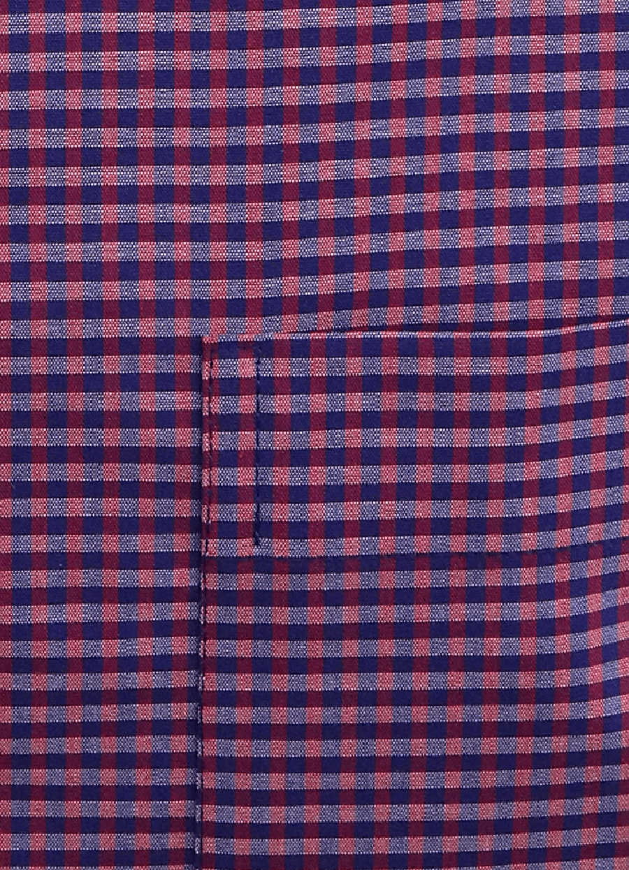 ETERNA Comfort Fit Hemd extra langer Arm Button Down Kragen Besatz Karo rot | Freizeithemden