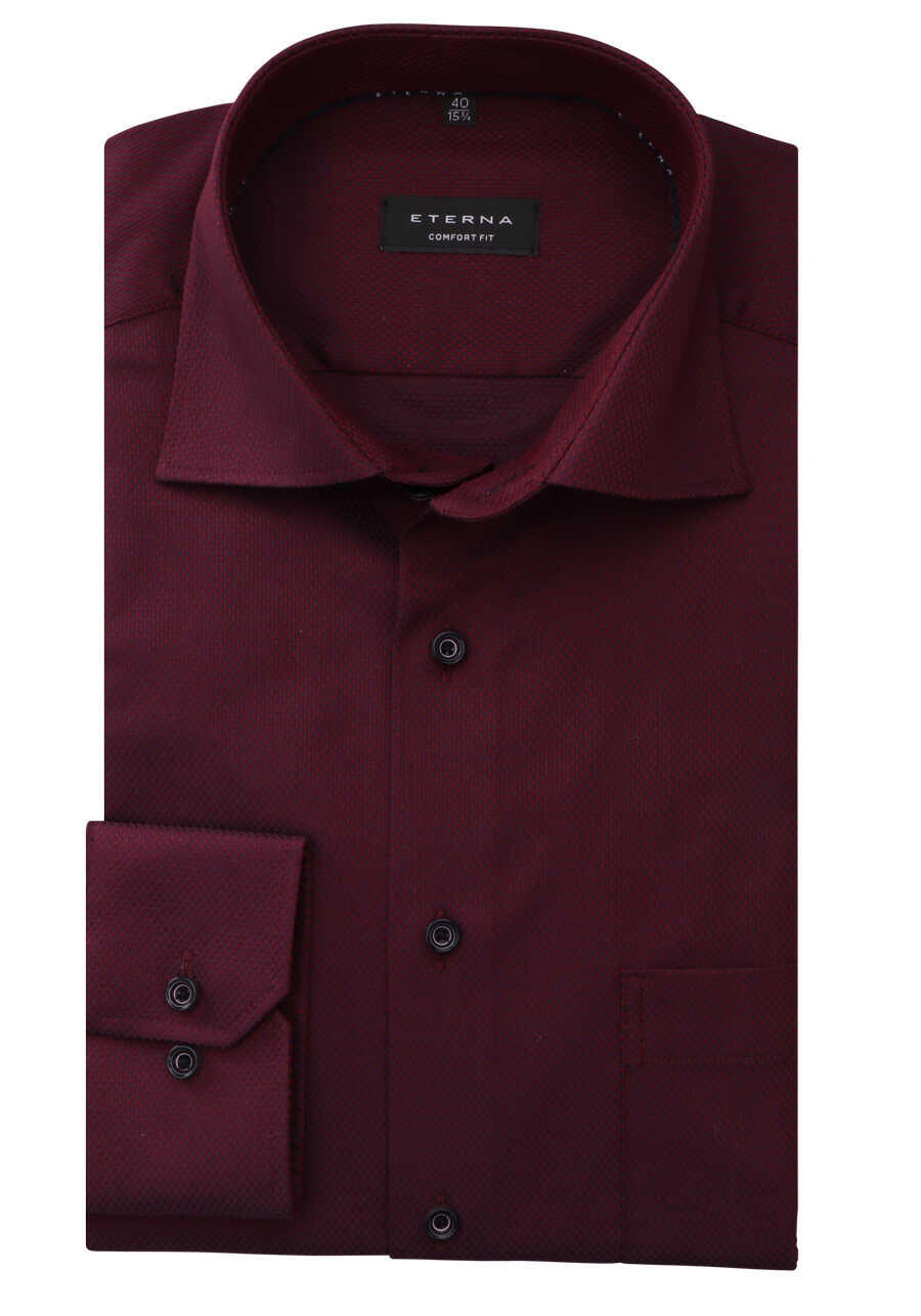 ETERNA Comfort Fit Hemd super langer Arm New Kent Kragen Muster rot