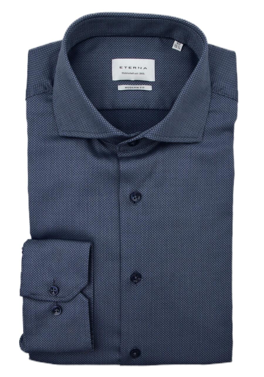 Produktbild fr 'ETERNA Modern Fit Hemd super langer Arm Haifischkragen Muster blau'
