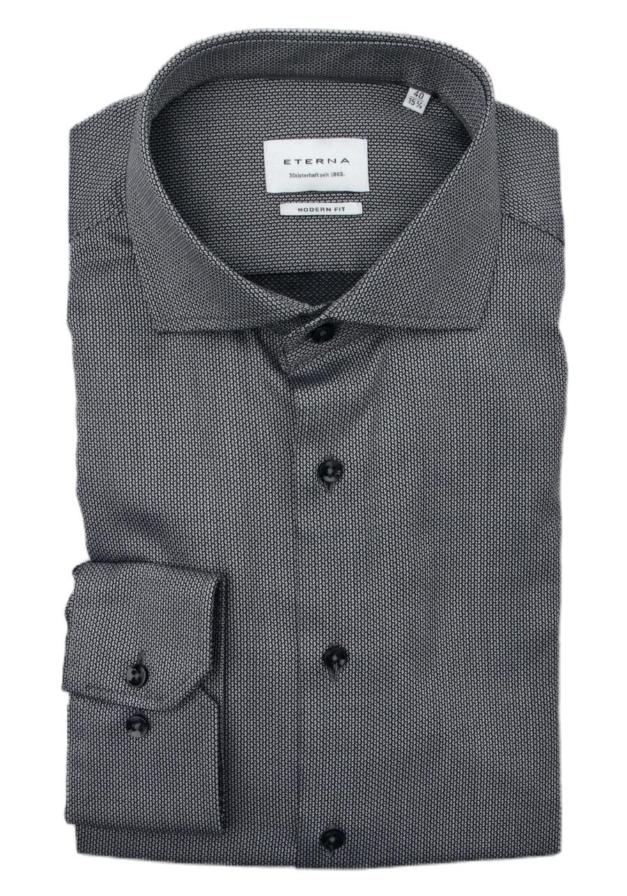 Produktbild fr 'ETERNA Modern Fit Hemd super langer Arm Haifischkragen Muster grau'