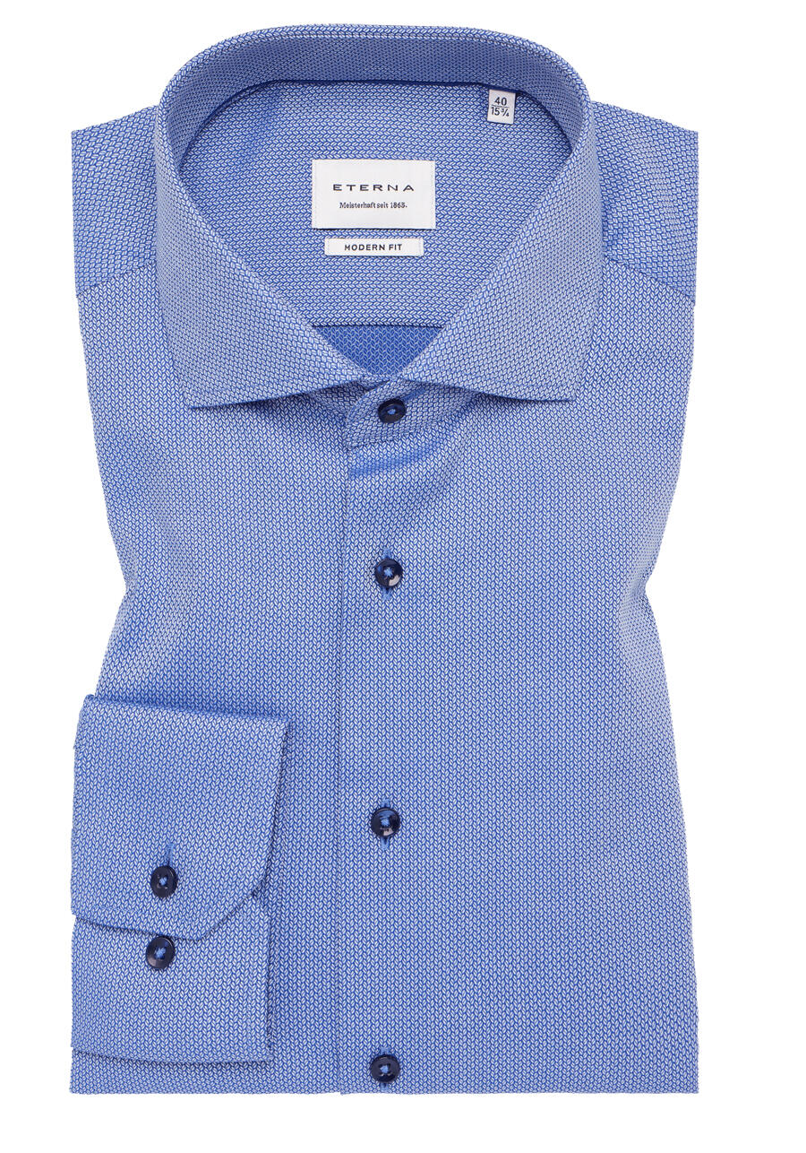 Produktbild fr 'ETERNA Modern Fit Hemd super langer Arm Haifischkragen Muster hellblau'