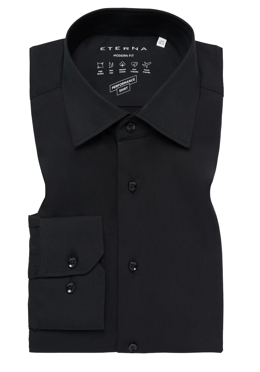 Produktbild fr 'ETERNA Modern Fit Hemd Performance Shirt Langarm New Kent Kragen schwarz'