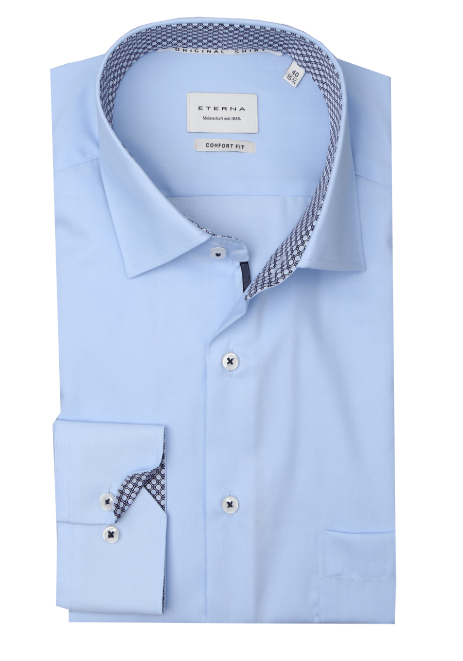 Produktbild fr 'ETERNA Comfort Fit Hemd super langer Arm New Kent Kragen hellblau'