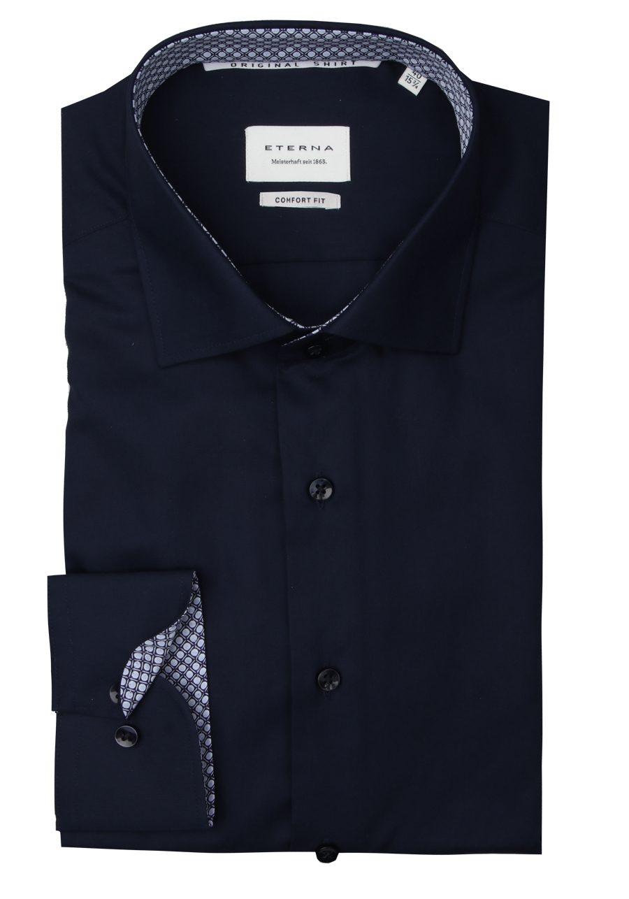 Produktbild fr 'ETERNA Comfort Fit Hemd extra kurzer Arm New Kent Kragen dunkelblau'