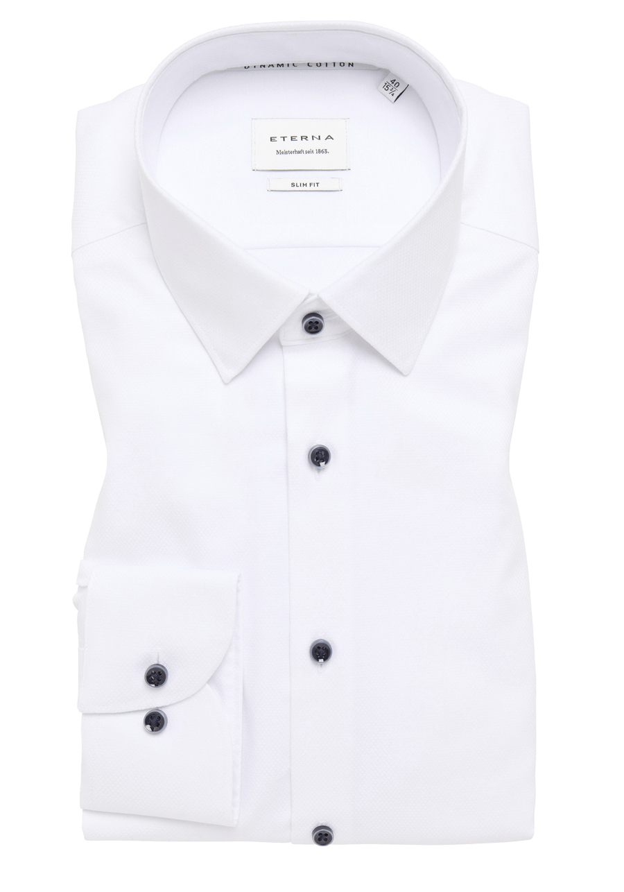 Produktbild fr 'ETERNA Slim Fit Dynamic Cotton Hemd Langarm Struktur wei'