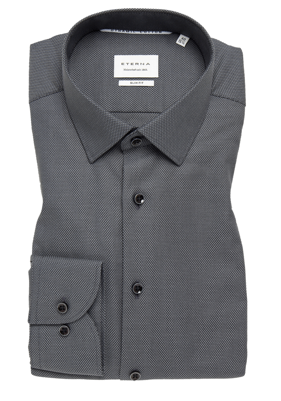 Produktbild fr 'ETERNA Slim Fit Dynamic Cotton Hemd Langarm Struktur anthrazit'