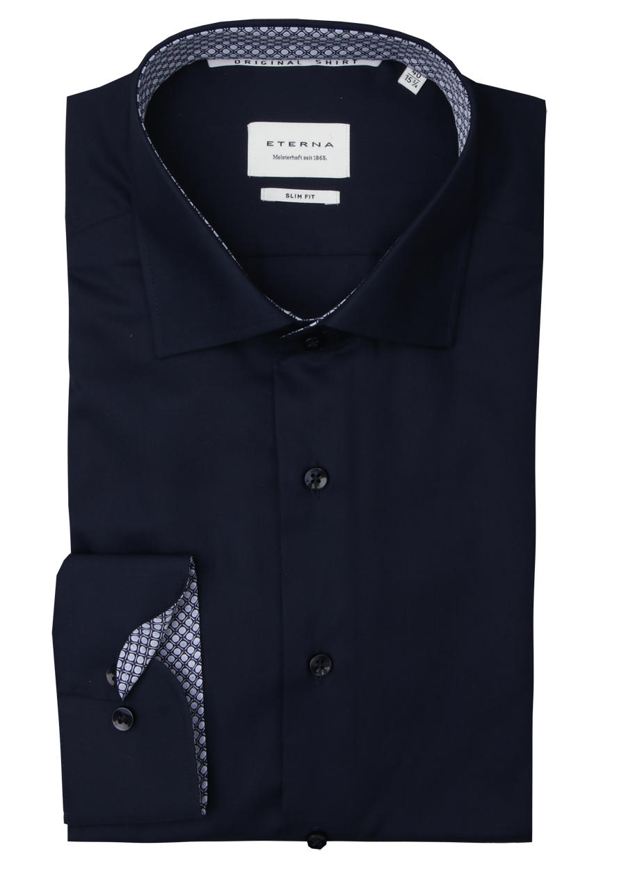 Produktbild fr 'ETERNA Slim Fit Hemd extra langer Arm New Kent Kragen dunkelblau'
