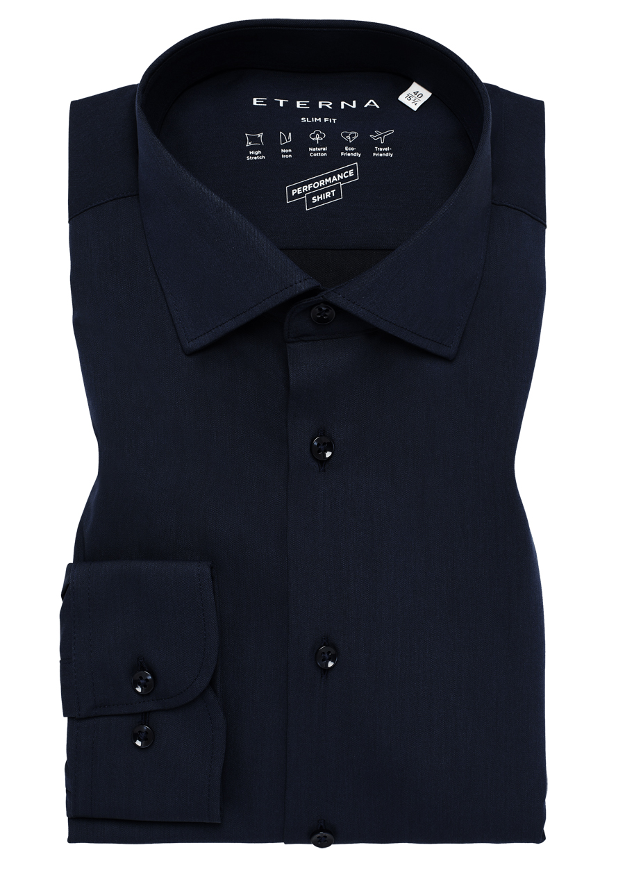 Produktbild fr 'ETERNA Slim Fit Hemd Performance Shirt Langarm New Kent Kragen schwarz'