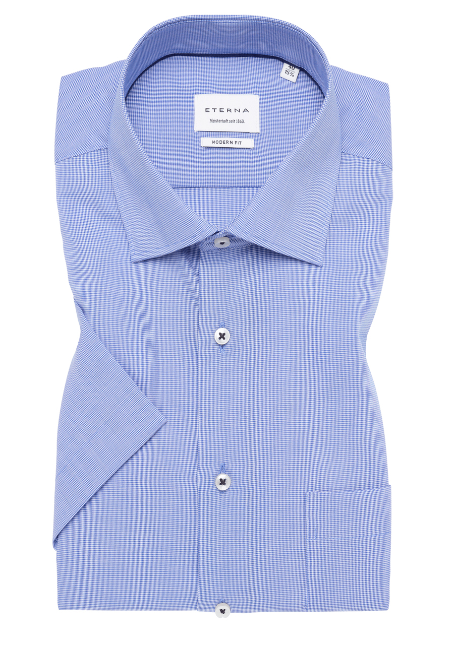Produktbild f�r 'ETERNA Modern Fit Hemd Halbarm New Kent Kragen Struktur dunkelblau'