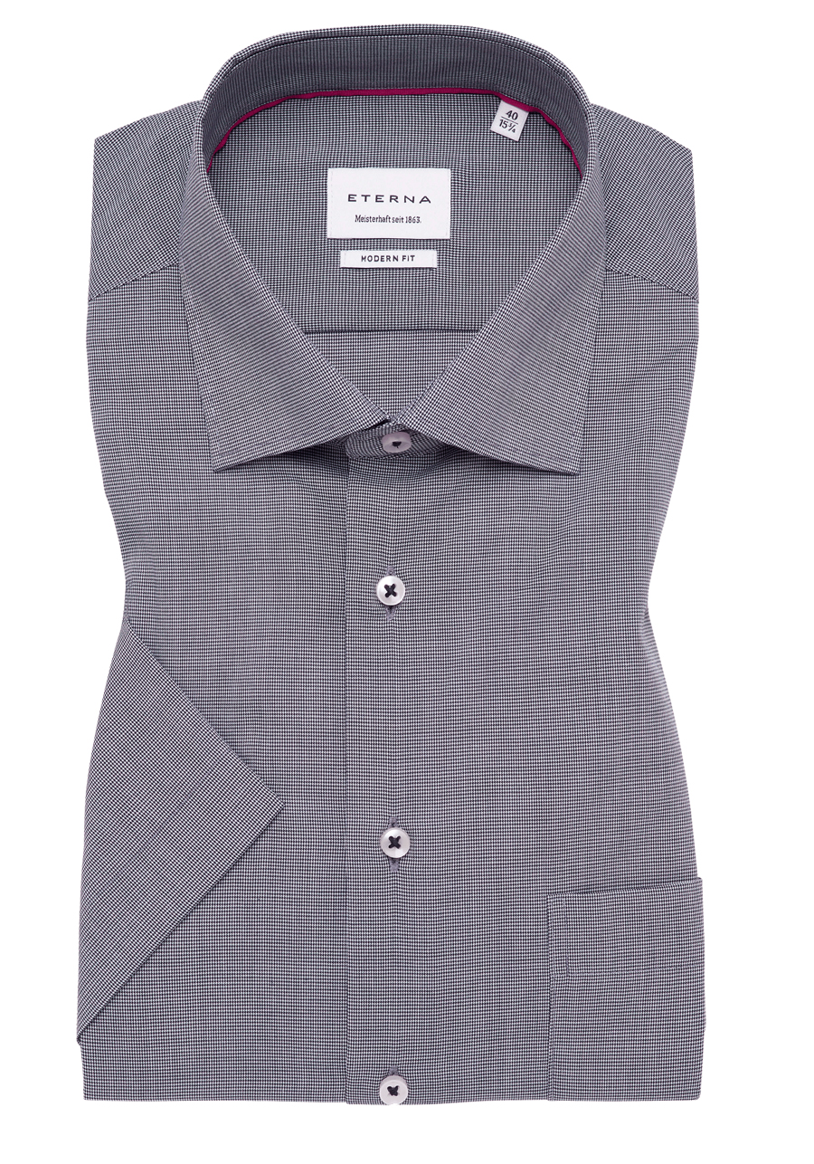Produktbild f�r 'ETERNA Modern Fit Hemd Halbarm New Kent Kragen Struktur nachtblau'