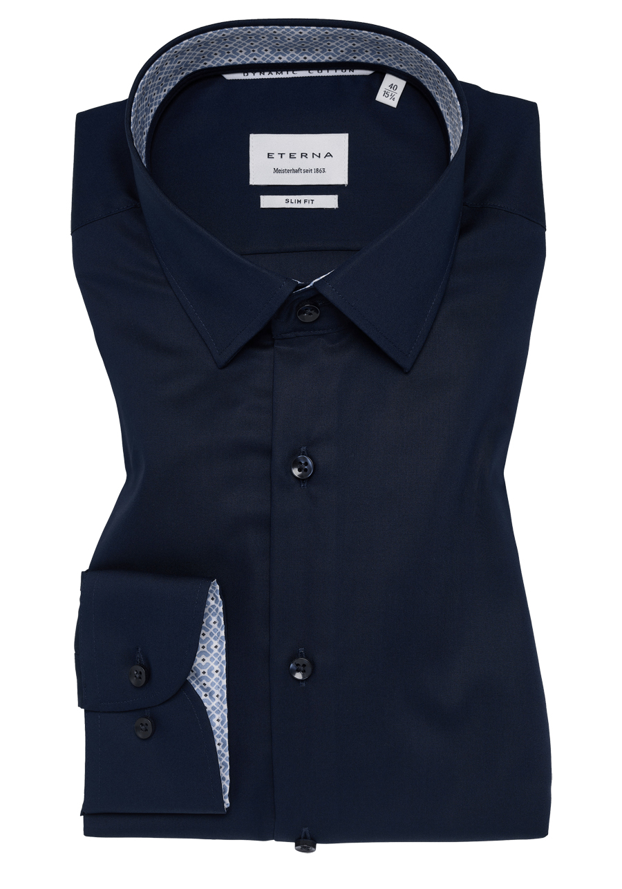 Produktbild f�r 'ETERNA Slim Fit Dynamic Cotton Hemd extra langer Arm Twill nachtblau'