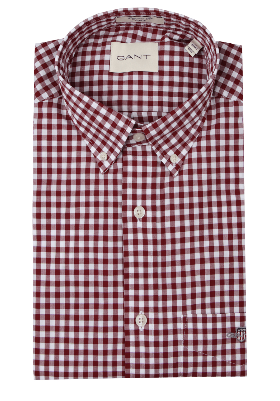Produktbild f�r 'GANT Regular Hemd Langarm Button Down Kragen Karo dunkelrot'